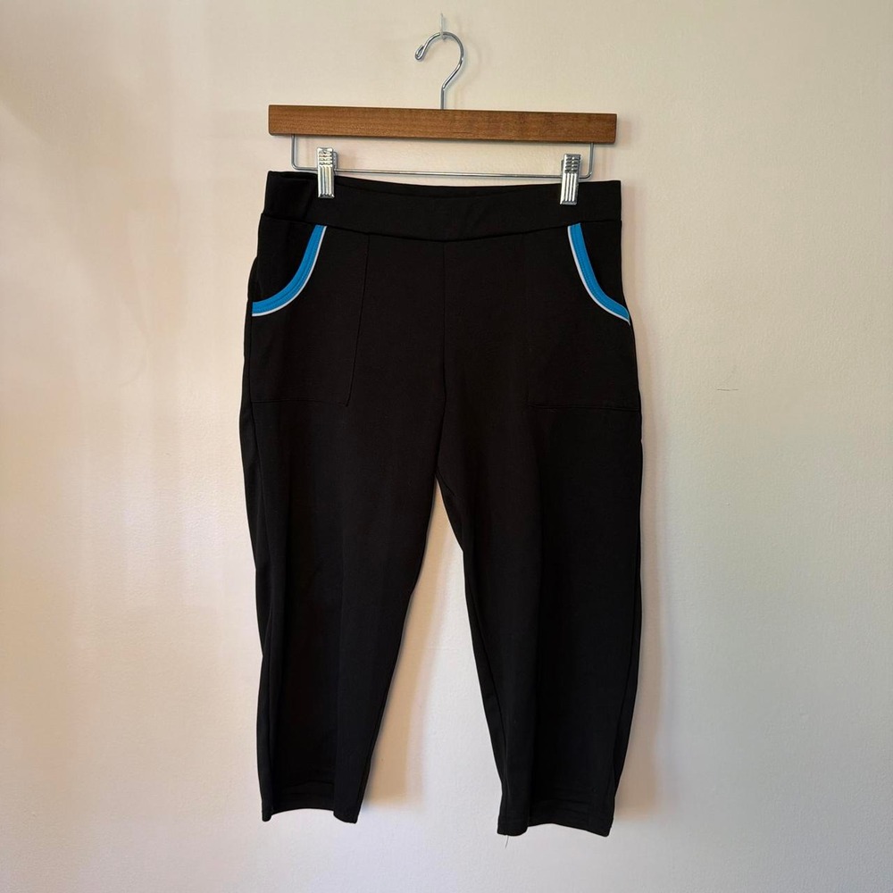 Pink Punch Vintage Y2K Black Blue Striped Petal Pusher Capris Small USA Made